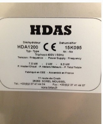 Déshydrateur d'air - Plaque HDA 1200
